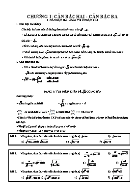 Bài tập Đại số cả năm Lớp 9